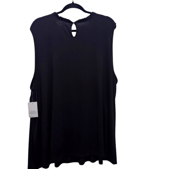 NWT Croft & Barrow Smocked Black Sleeveless Top Plus Size 3X Keyhole Back - Picture 4 of 6